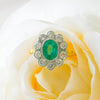 Emerald Diamond Flower Ring in 18 Carat & Platinum