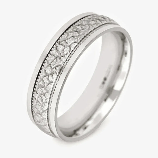 Mens 9ct White Gold 5 row CZ ring main image 1