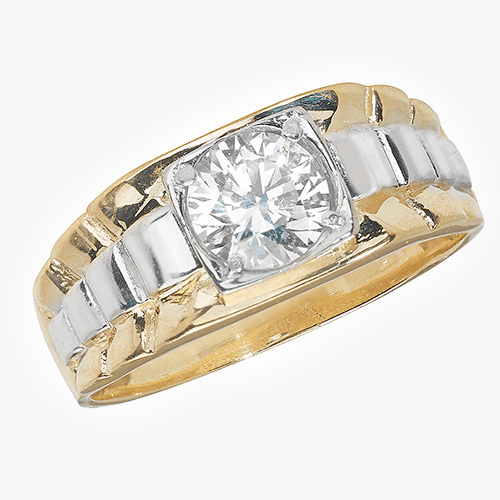 Men s 9 Carat Yellow Gold CZ Ring Jordans Jewellers