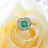 Square Cluster Emerald & Diamond 18 Carat Yellow Gold Ring