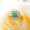 Square Cluster Emerald & Diamond 18 Carat Yellow Gold Ring