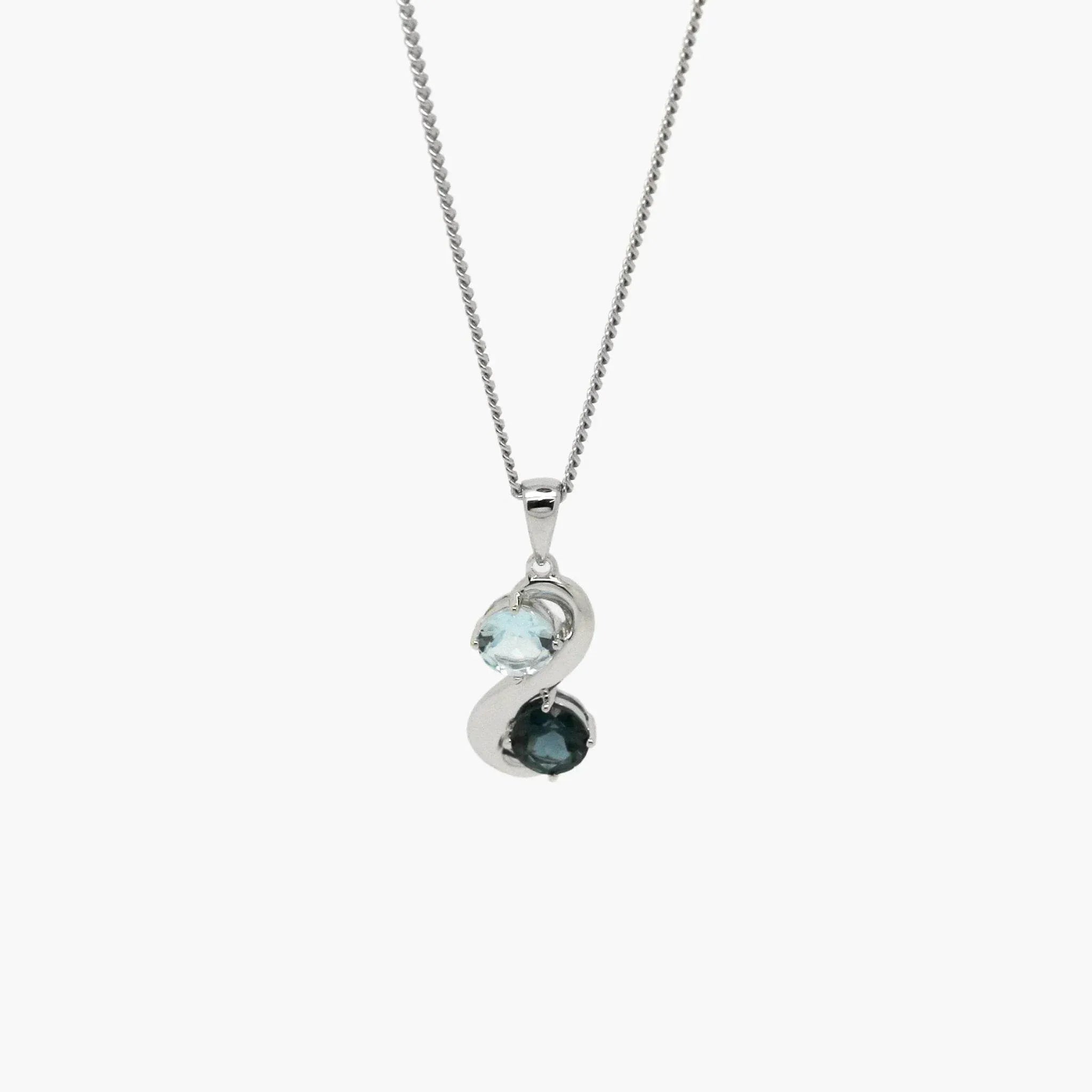 Sterling Silver S-Curve Necklace with Sky and London Blue Topaz ...