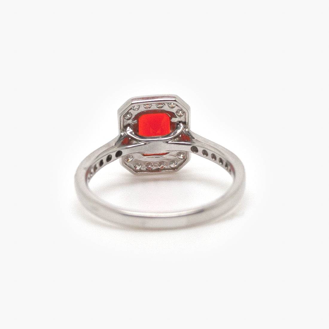 Octagon Fire Opal & Diamond Cluster Ring - Jordans Jewellers