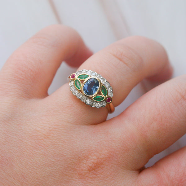 Sapphire and on sale emerald ring