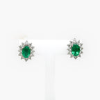 0.88ct Oval Emerald & Diamond Stud Earrings - Jordans Jewellers
