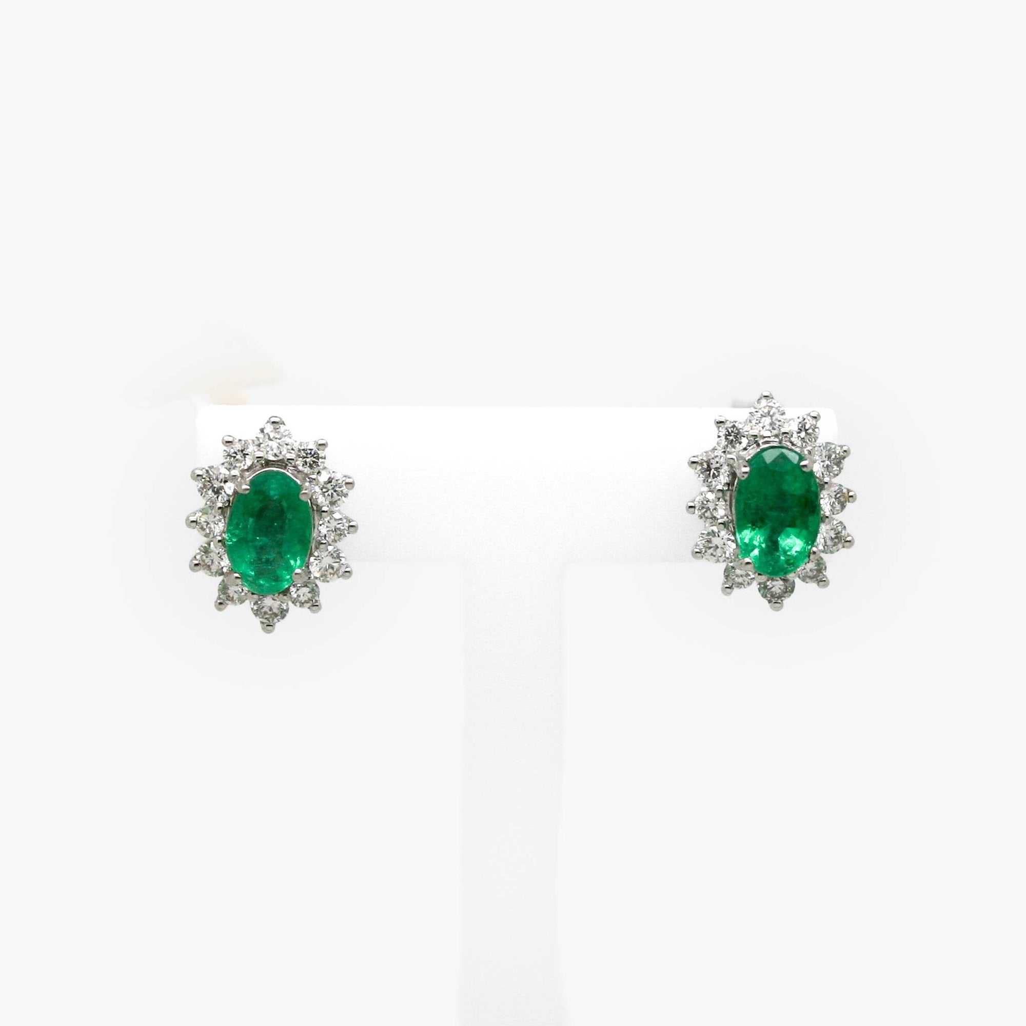 0.88ct Oval Emerald & Diamond Stud Earrings - Jordans Jewellers