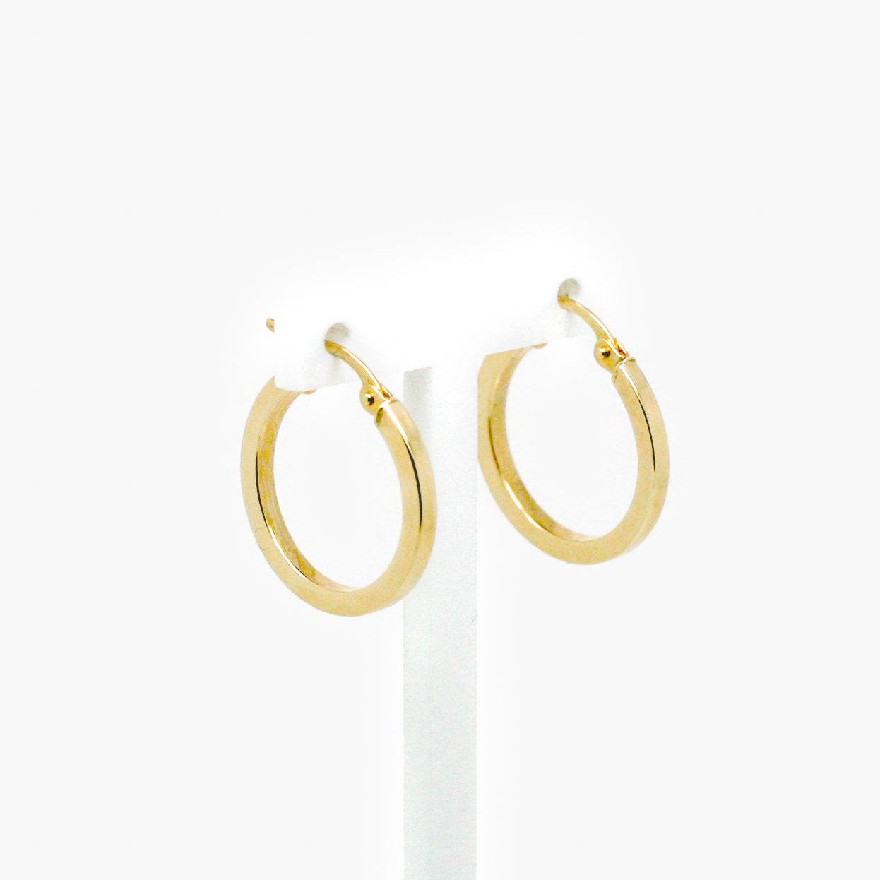 9ct Yellow Gold Square 15mm Hoop Earrings - Jordans Jewellers