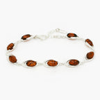 Silver Oval Set Amber Bracelet - Jordans Jewellers