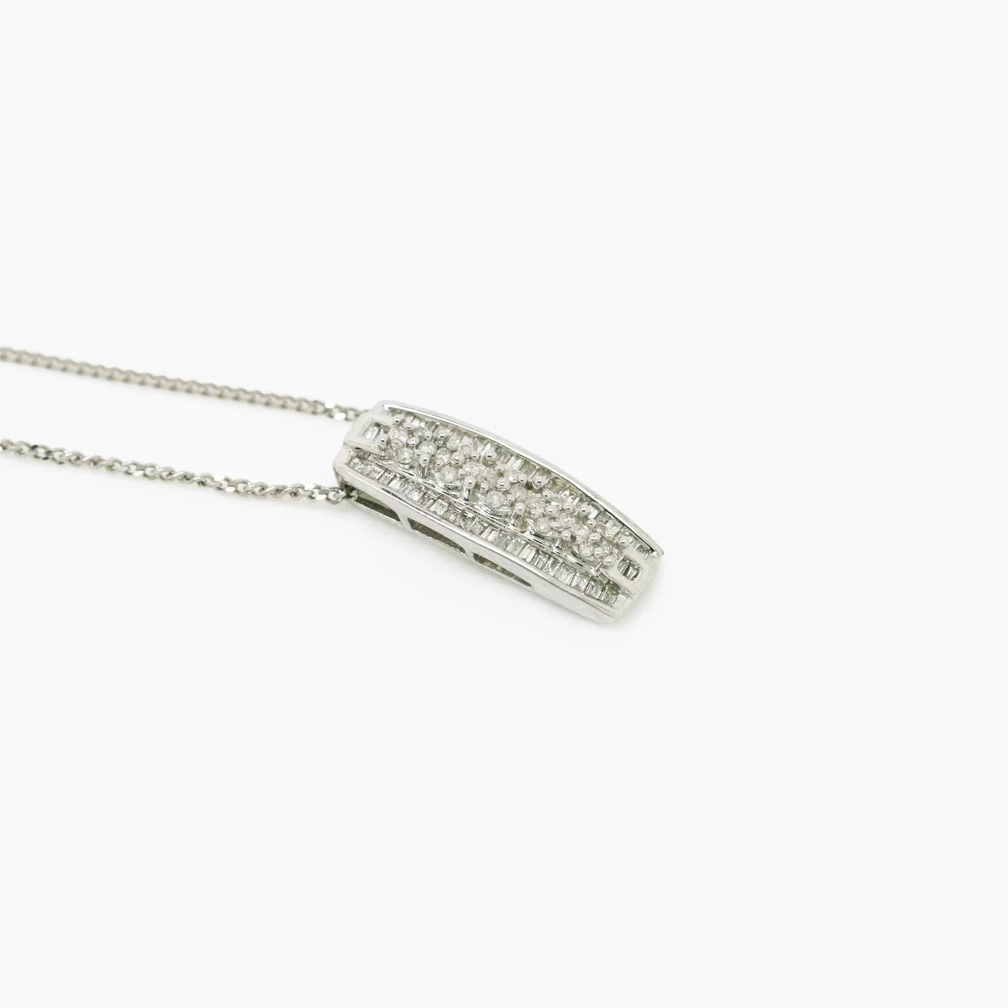 Rectangle Diamond Set Pendant in 9ct White Gold - Jordans Jewellers