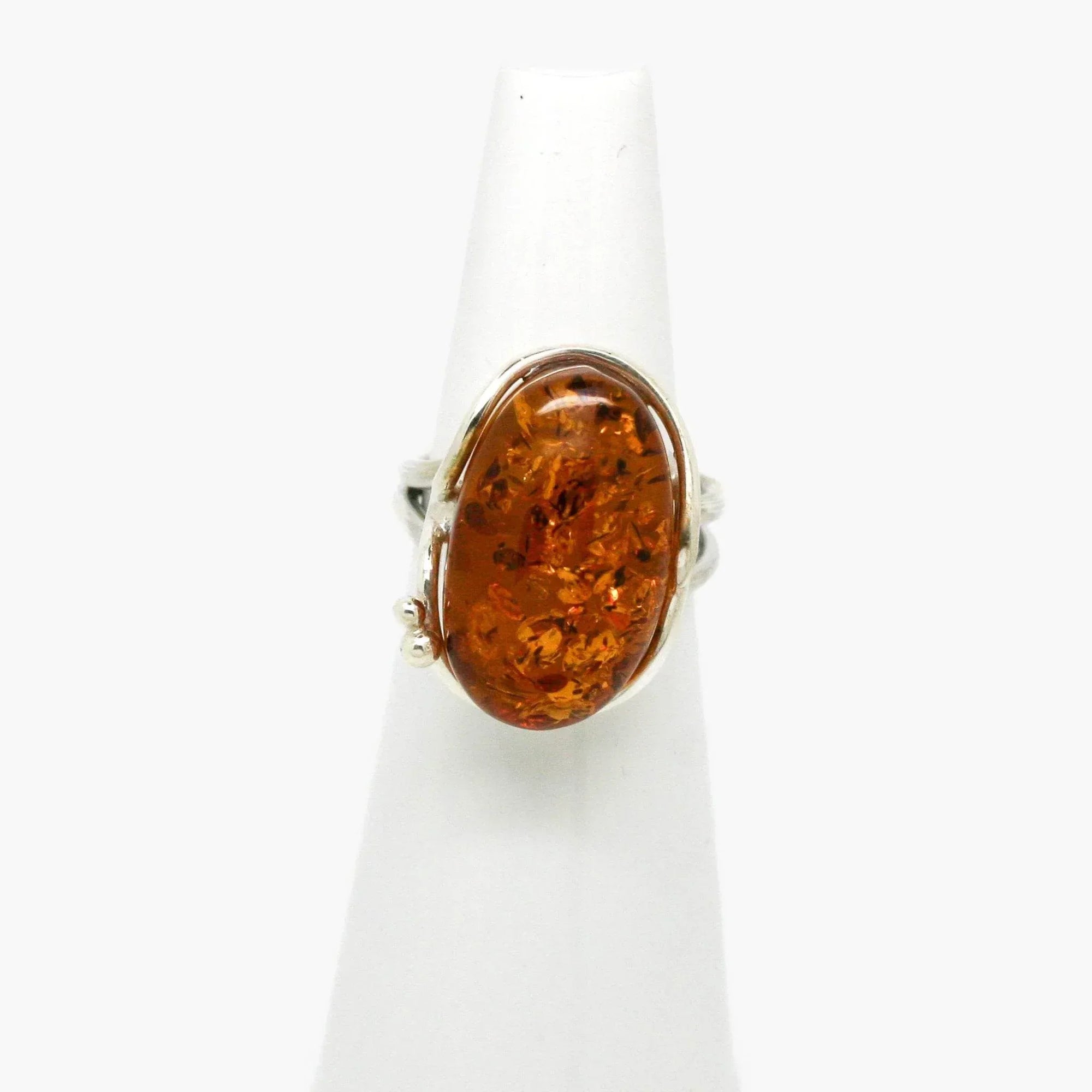 Silver Amber Organic Design Adjustable Ring - Jordans Jewellers