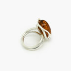Silver Amber Organic Design Adjustable Ring - Jordans Jewellers