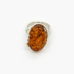 Silver Amber Organic Design Adjustable Ring - Jordans Jewellers