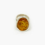 Adjustable Silver & Honey Amber Surround Ring - Jordans Jewellers