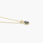 9ct Yellow Gold Sapphire & Diamond Flower Shape Pendant Necklace - Jordans Jewellers