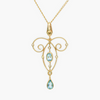 Pre-Owned Aquamarine & Pearl Pendant Necklace
