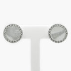 NEW Silver Mother of Pearl CZ Circle Stud Earrings - Jordans Jewellers