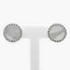 NEW Silver Mother of Pearl CZ Circle Stud Earrings