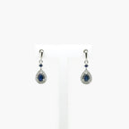9ct White Gold Sapphire & Diamond Pear Shape Drop Earrings - Jordans Jewellers