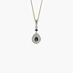 9ct White Gold Sapphire & Diamond Pear Shape Necklace - Jordans Jewellers