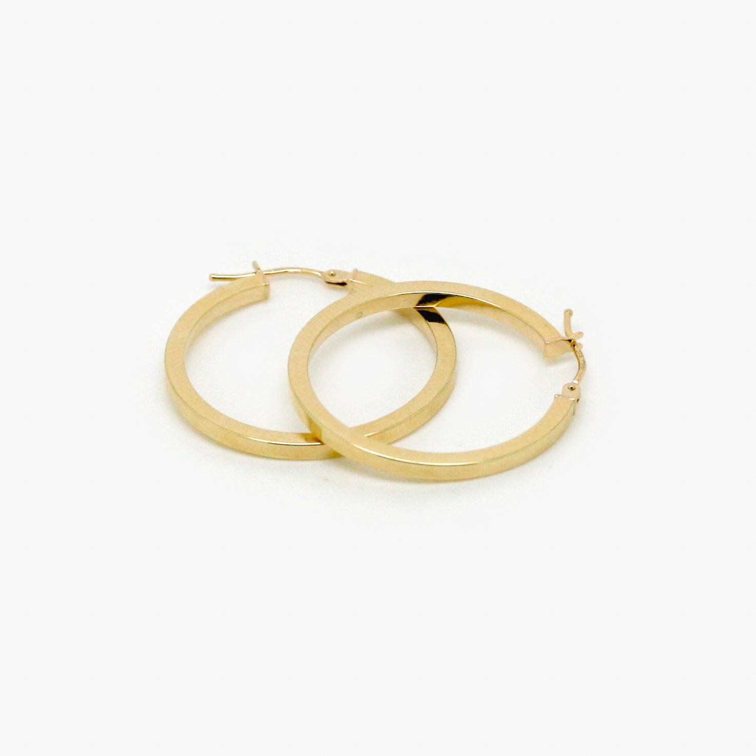 9ct Yellow Gold Square 25mm Hoop Earrings - Jordans Jewellers