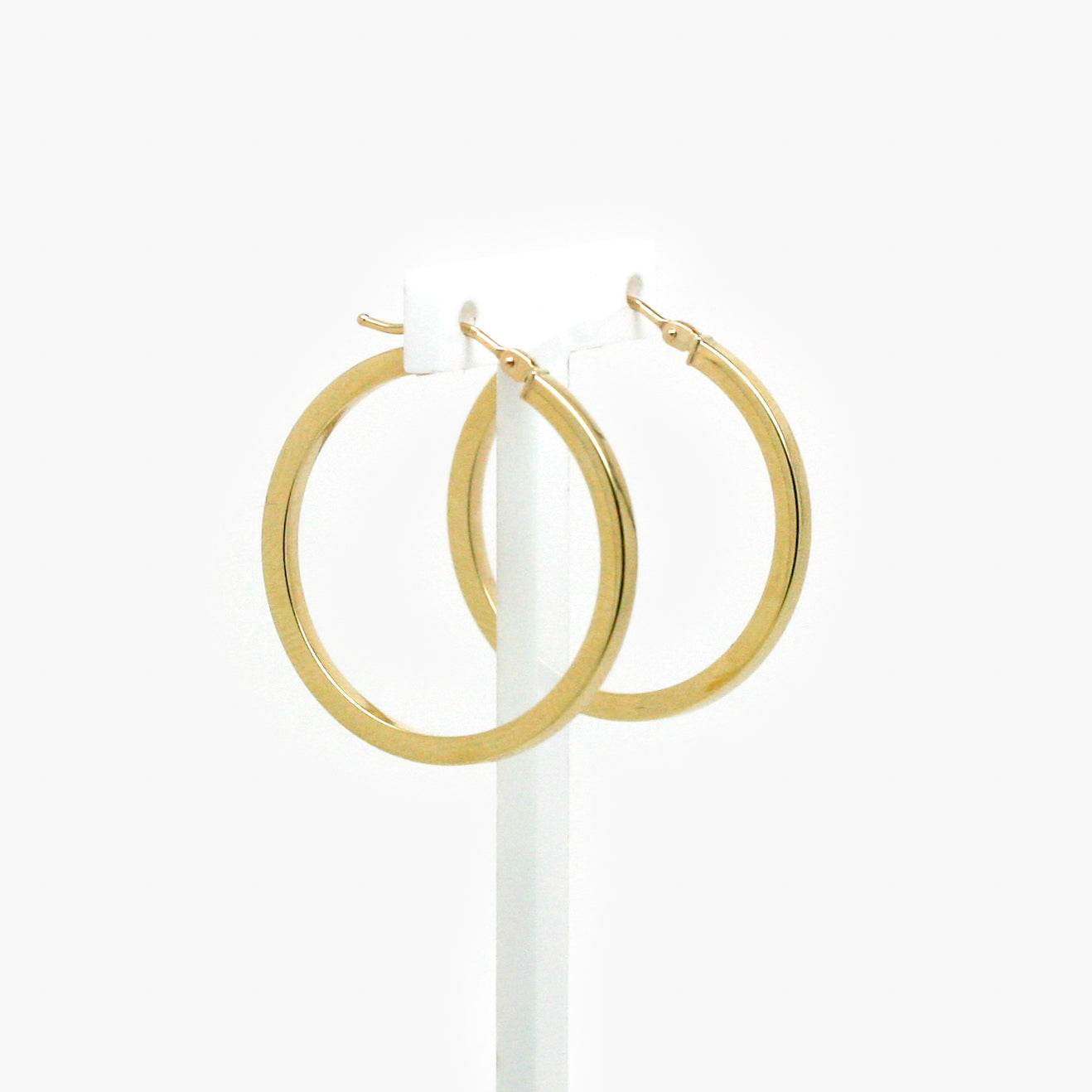 9ct Yellow Gold Square 25mm Hoop Earrings - Jordans Jewellers