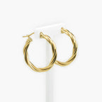 9ct Yellow Gold Twisted Hoop Earrings - Jordans Jewellers