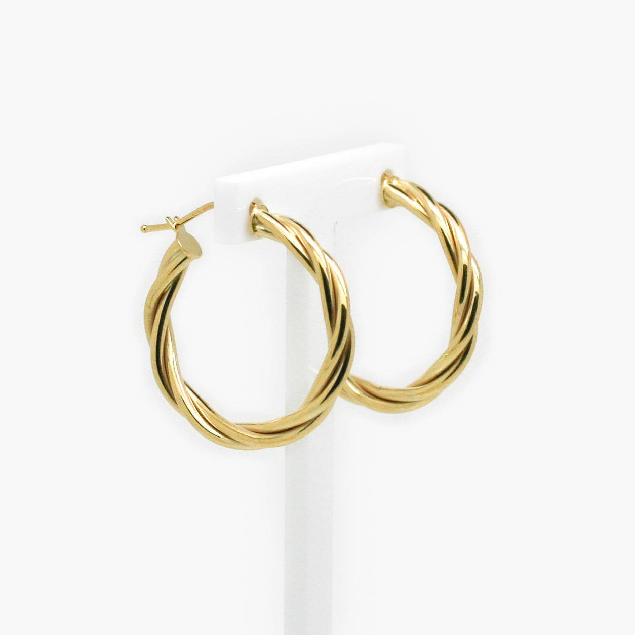 9ct Yellow Gold Twisted Hoop Earrings - Jordans Jewellers