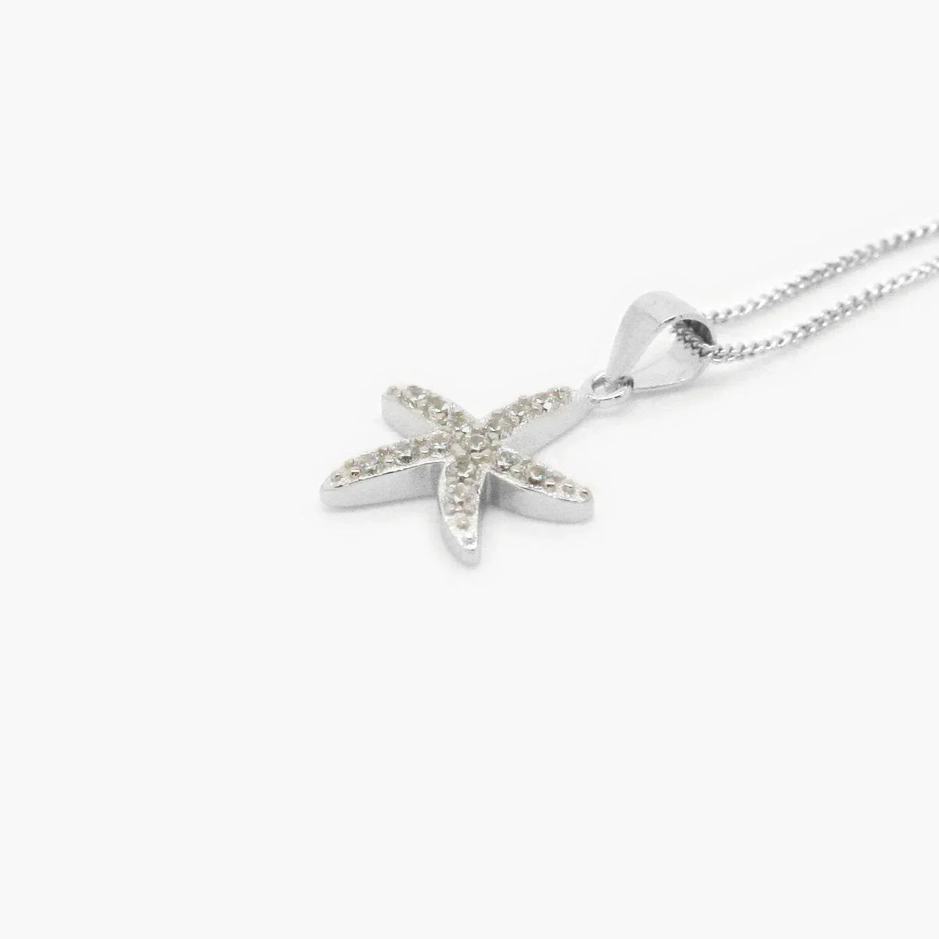 Starfish CZ Silver Pendant Necklace - Jordans Jewellers