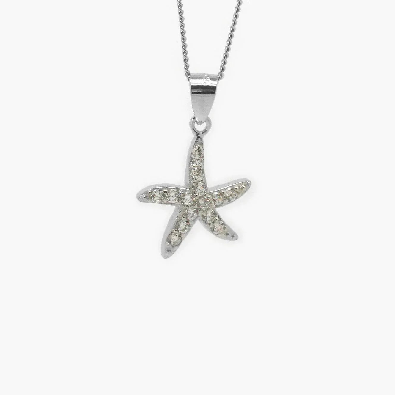 Starfish CZ Silver Pendant Necklace - Jordans Jewellers