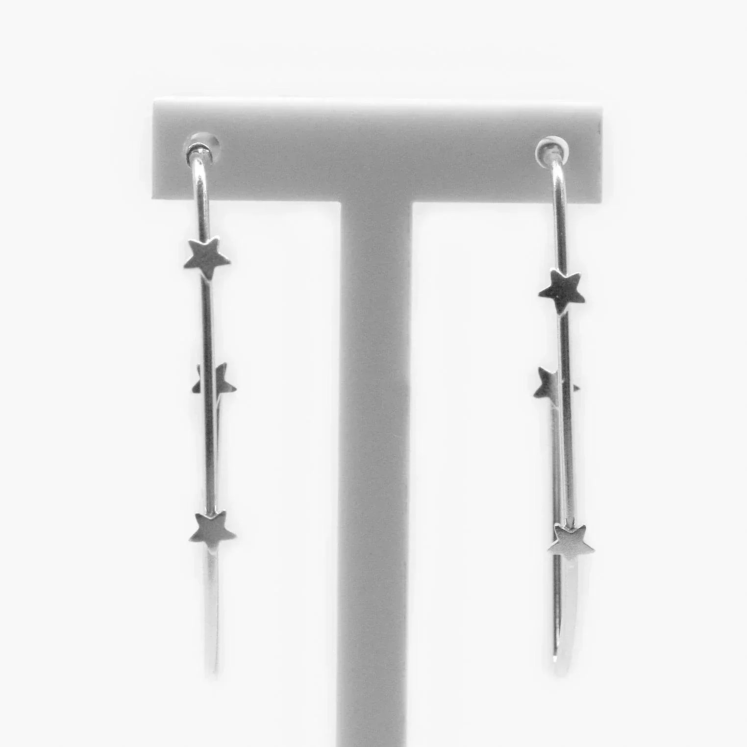 Silver Star Half Hoop Earrings - Jordans Jewellers