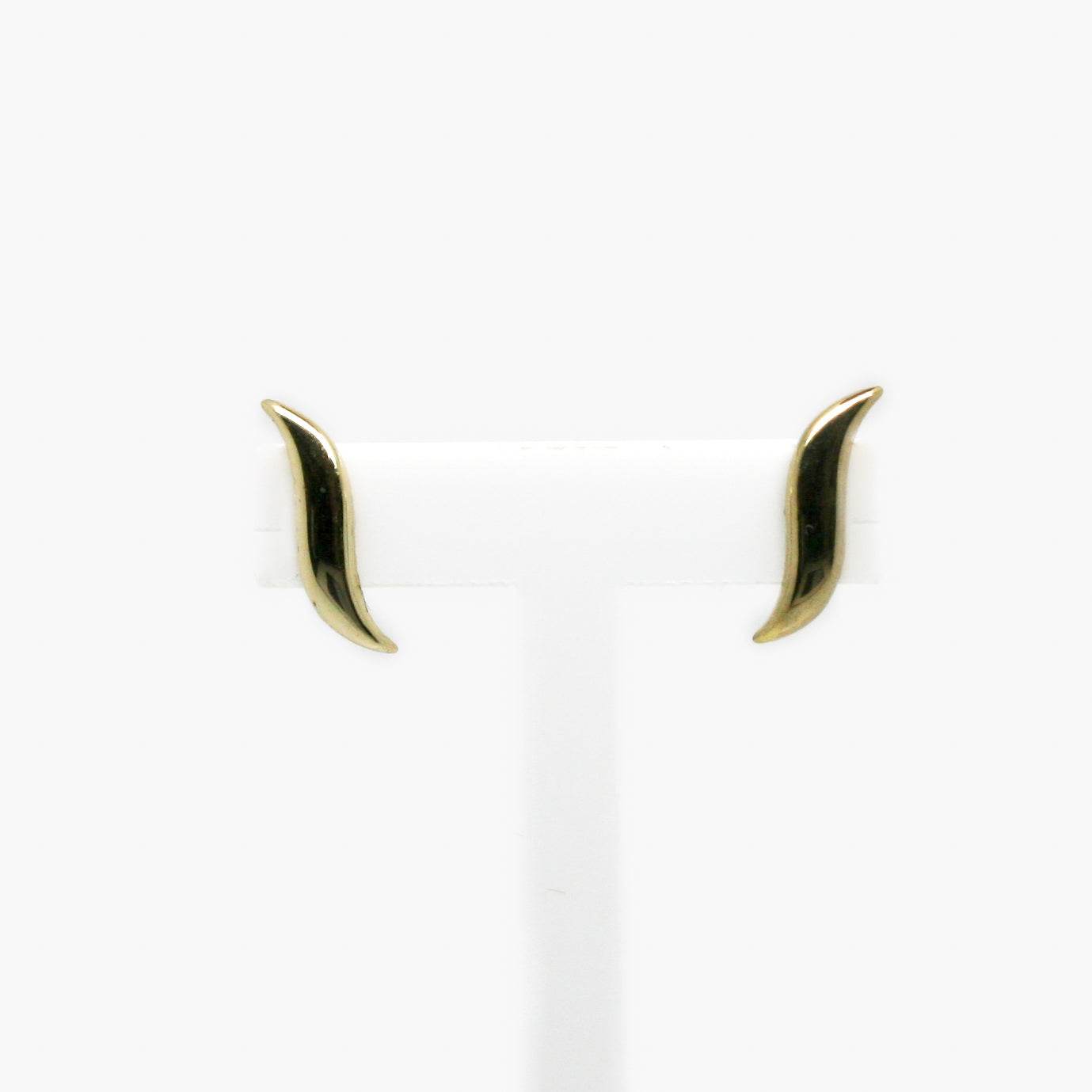 9ct Yellow Gold Wavy Line Stud Earrings - Jordans Jewellers