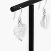 Silver Textured Heart Drop Earrings