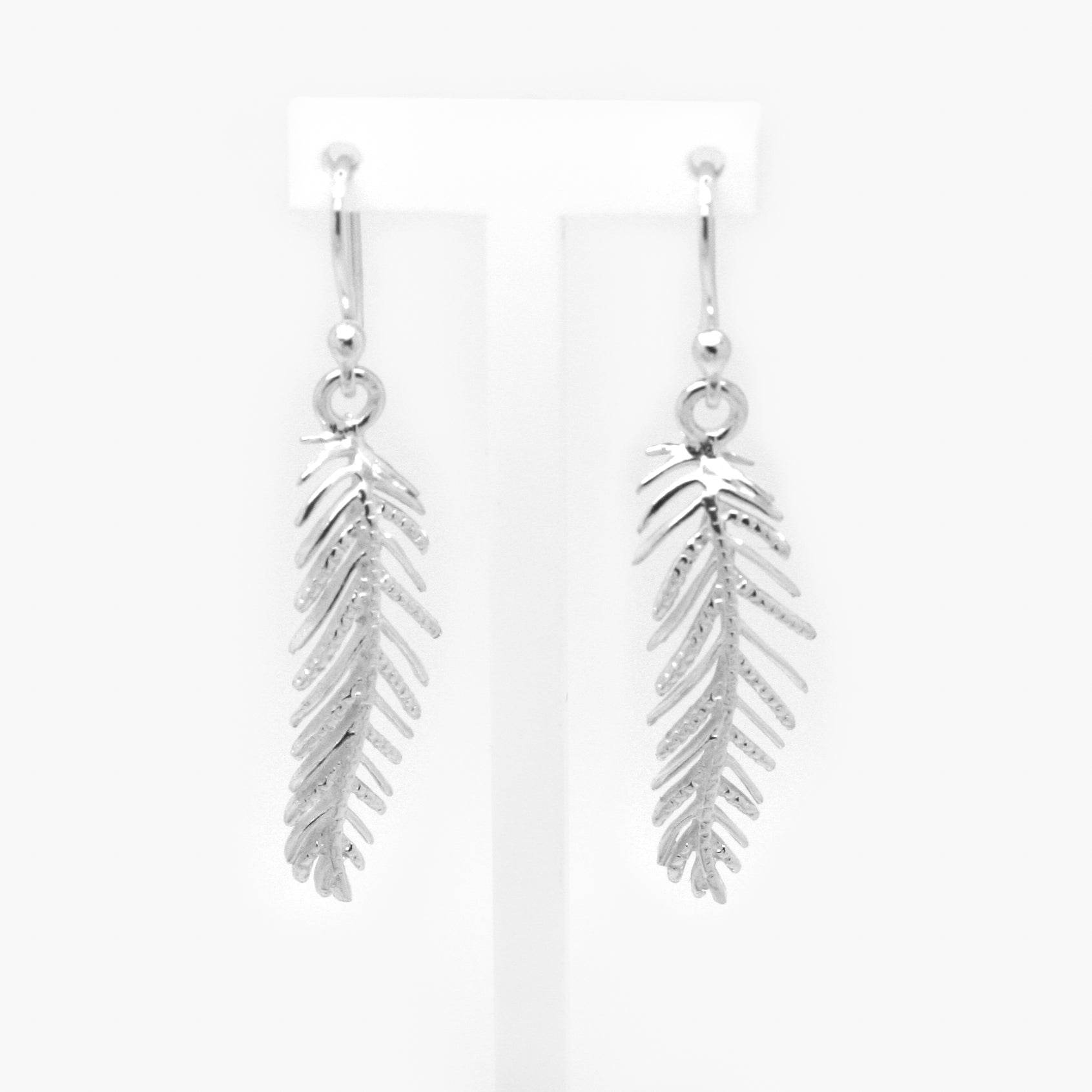 Silver Feather Drop Earrings - Jordans Jewellers