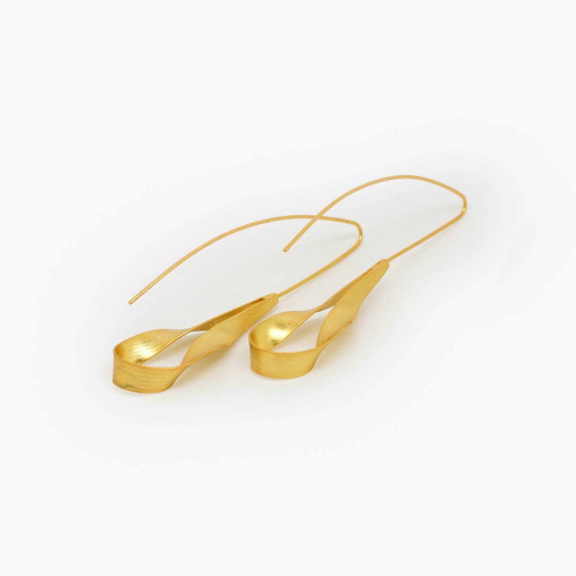 Silver Gold Plated Long Ribbon Earrings - Jordans Jewellers