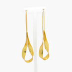 Silver Gold Plated Long Ribbon Earrings - Jordans Jewellers