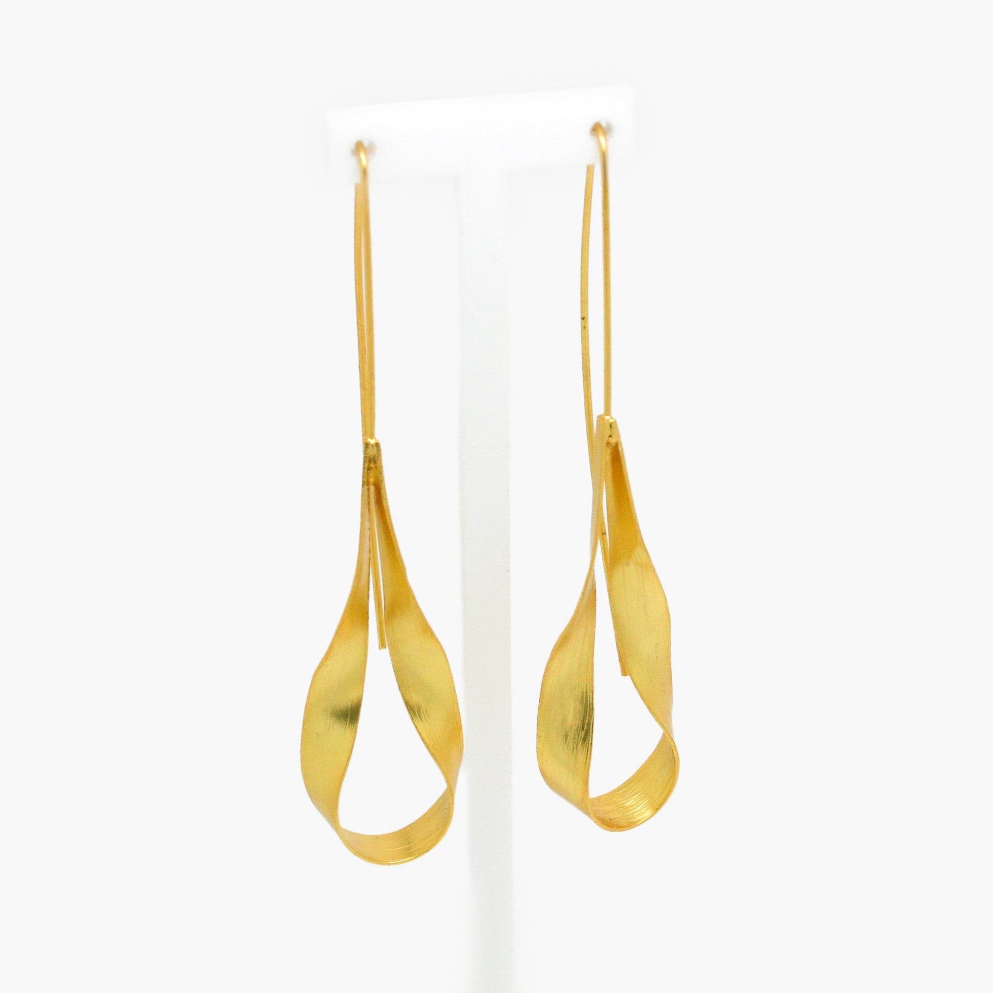 Silver Gold Plated Long Ribbon Earrings - Jordans Jewellers