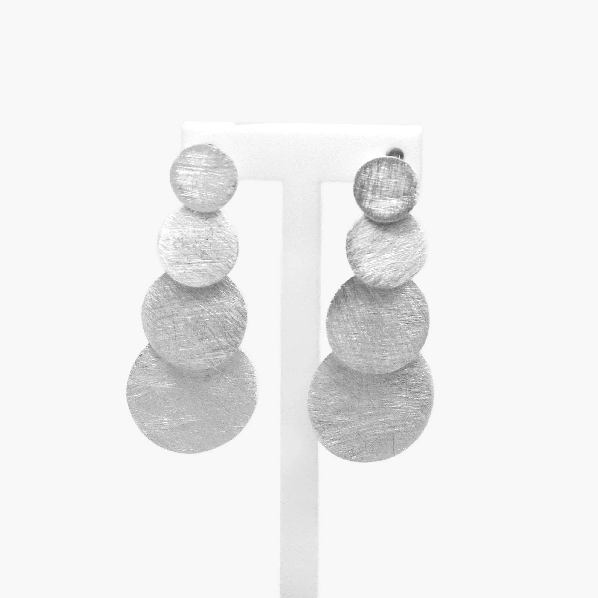 Silver Brushed Circles Earrings - Jordans Jewellers