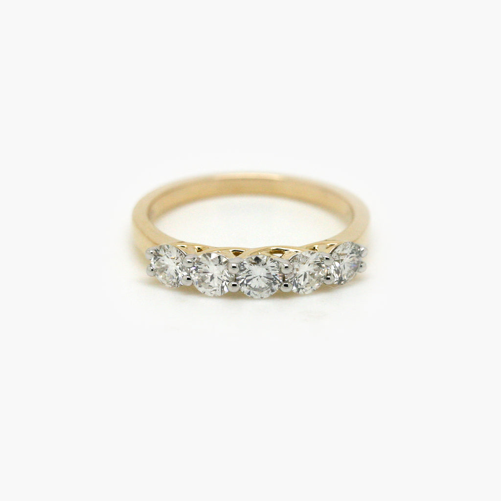 Five Stone Diamond Ring 9ct Yellow Gold