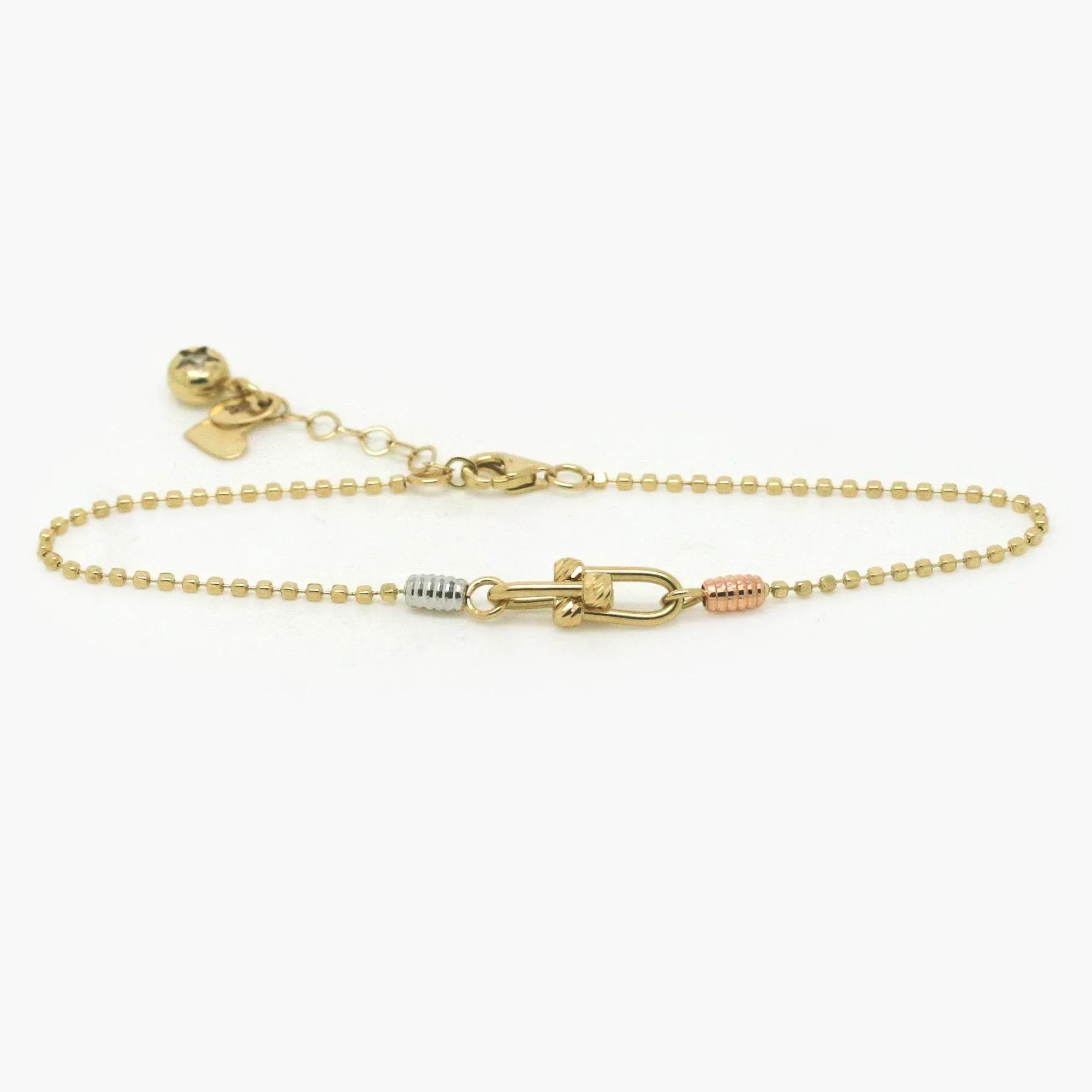 14ct White Rose & Yellow Gold Square & Oval Link Bracelet - Jordans Jewellers