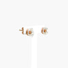 Silver Rose Gold Plated MOP CZ Flower Studs