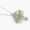 Silver CZ Enamel Flower Brooch/ Pendant Necklace