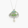 Silver CZ Enamel Flower Brooch/ Pendant Necklace