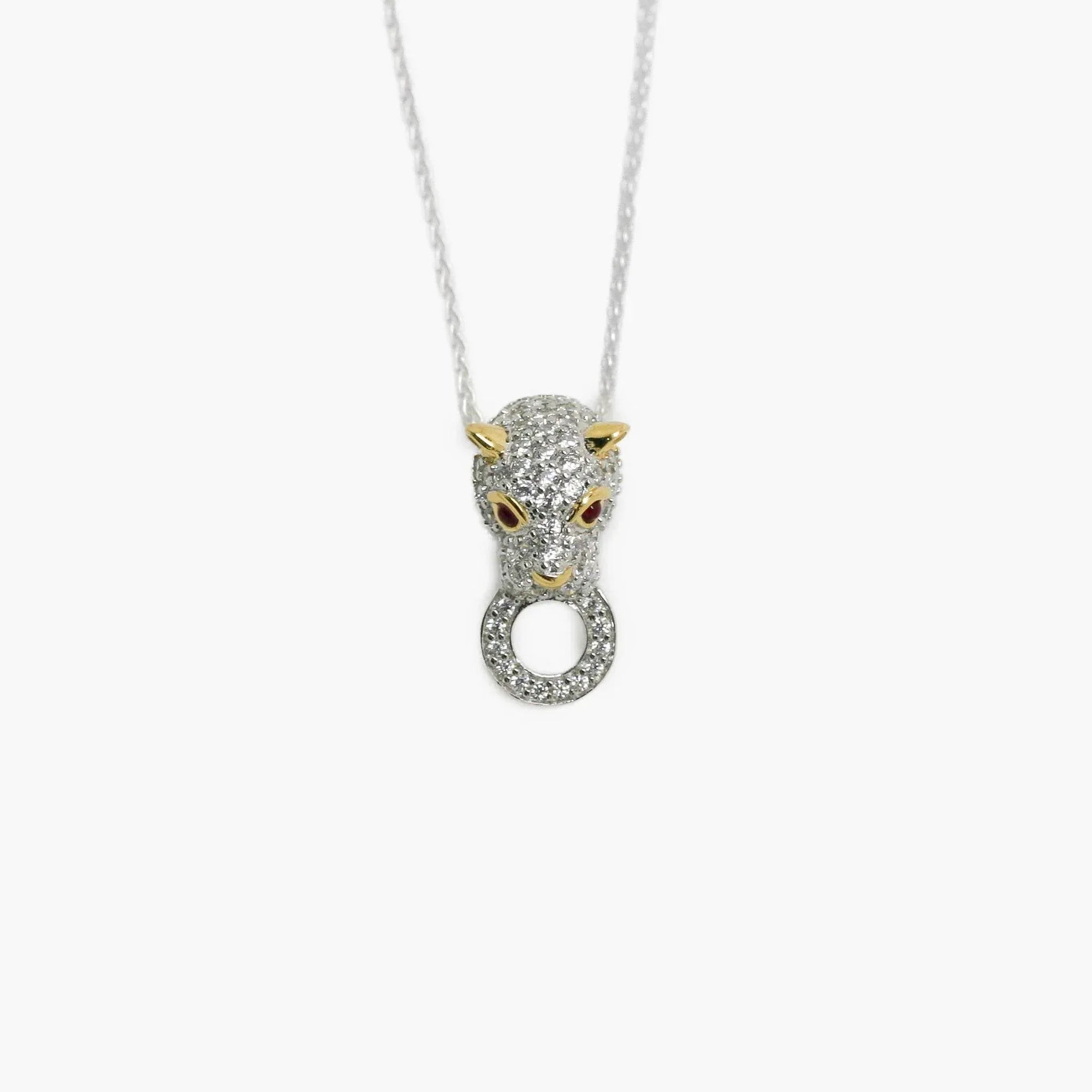 Silver Gold Plated CZ Panther Pendant Necklace - Jordans Jewellers
