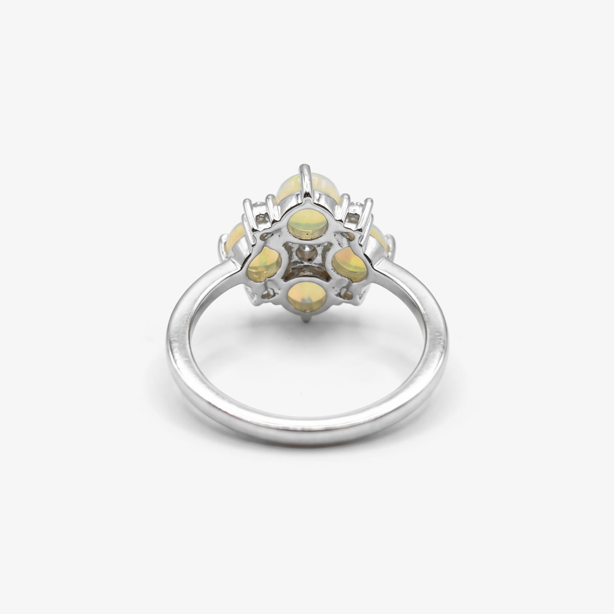 Sterling Silver Opal & CZ Cluster Ring hallmark