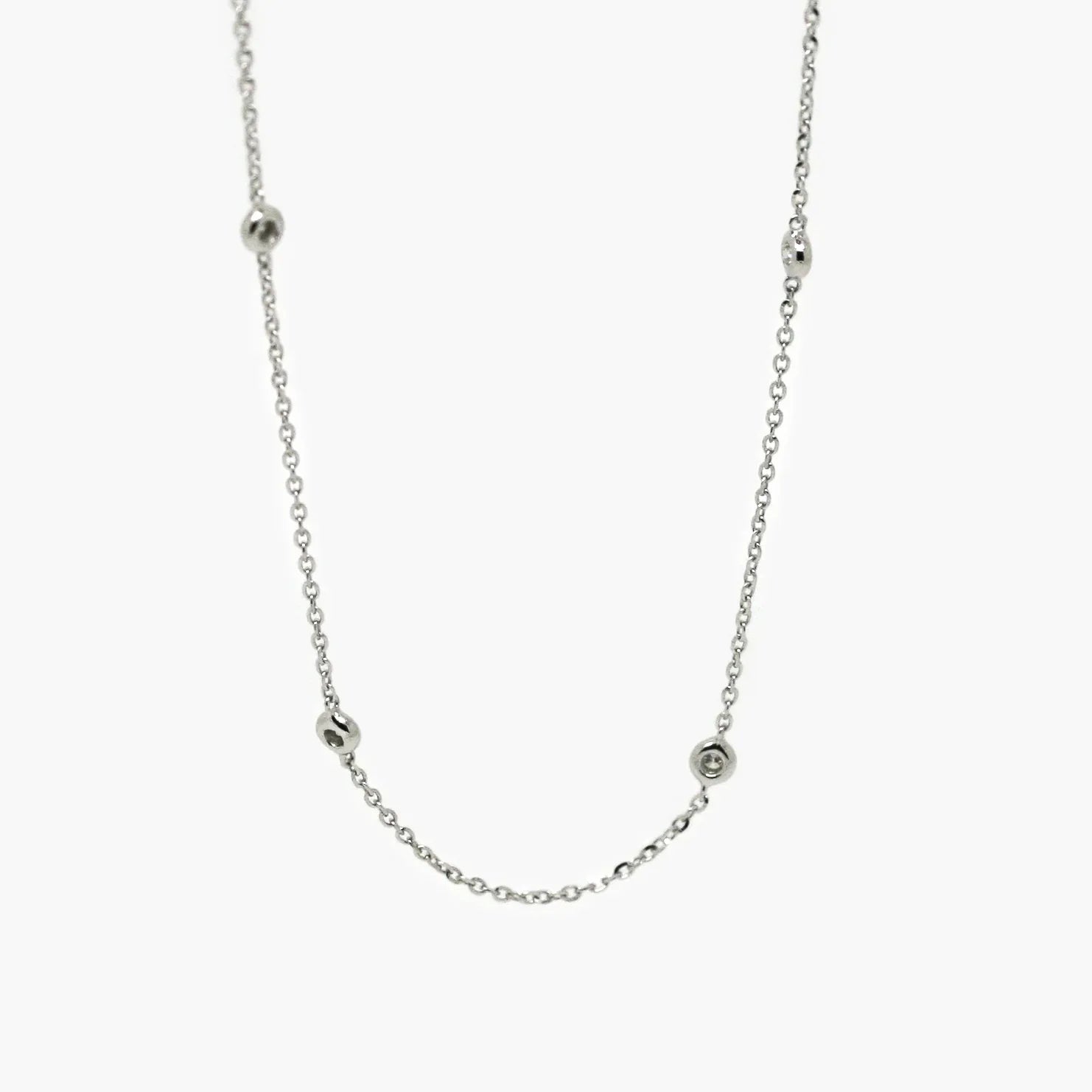 18ct White Gold Diamond Station Necklace - Jordans Jewellers