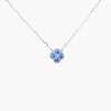 NEW Silver Blue Clover Cubic Zirconia Necklace