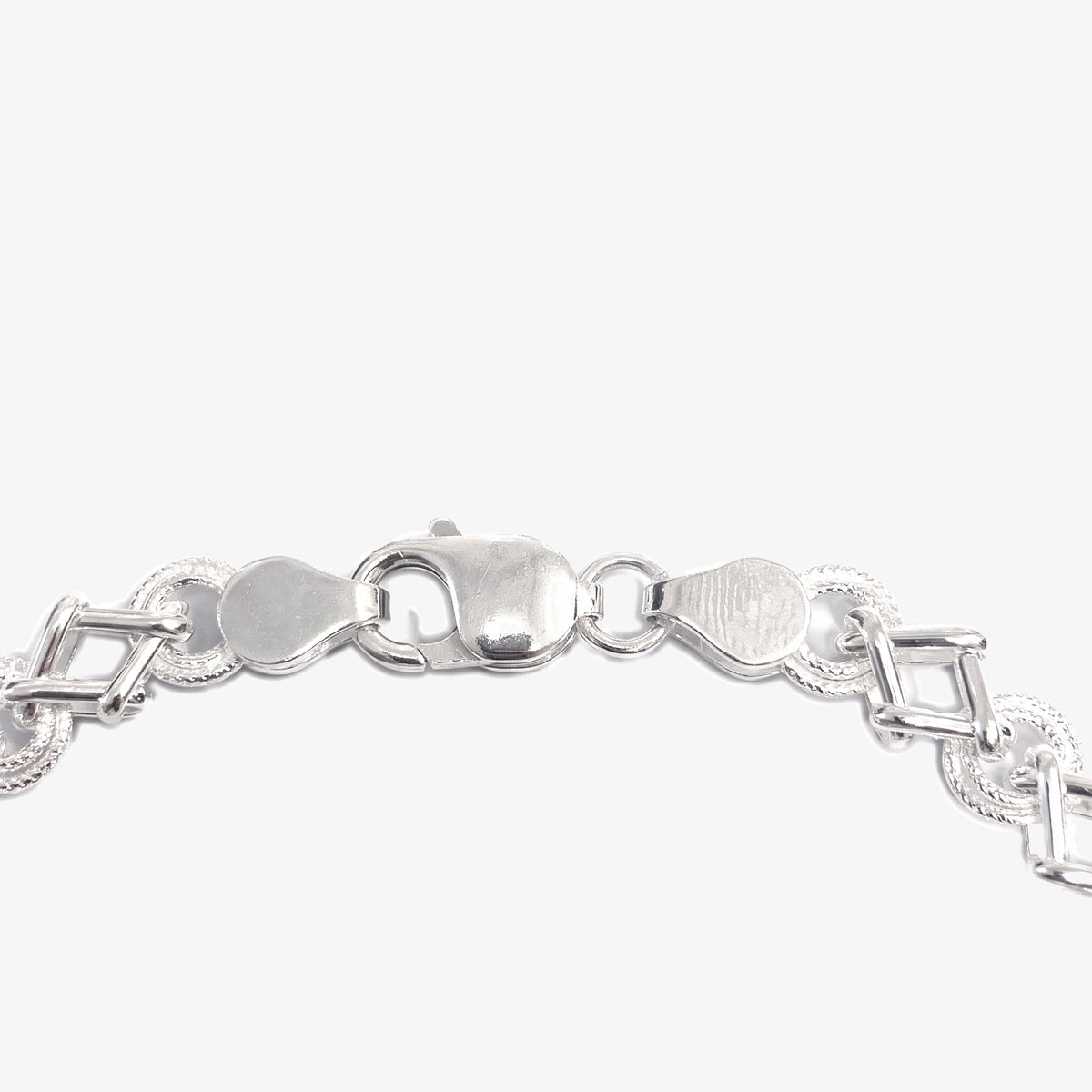 Sterling Silver Handmade Fancy Link Bracelet clasp detail