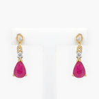 NEW 9CT Yellow Gold Ruby & Diamond Drop Earrings - Jordans Jewellers