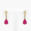 NEW 9CT Yellow Gold Ruby & Diamond Drop Earrings