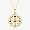NEW 9ct Yellow Gold Floral Blue & White CZ Pendant Necklace